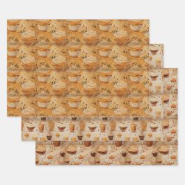 Koffie rustieke Waterverf Set No1 Inpakpapier Vel