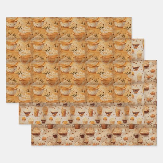 Koffie  rustieke Waterverf Set No1 Inpakpapier Vel (Set)