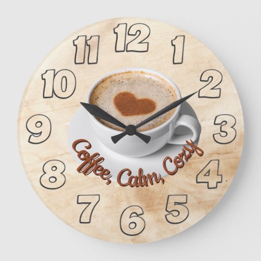 Koffie, Rustig, Cozy Wandklok Ontwerp (Voorkant)