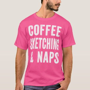 Koffie schetsen en dutjes tekenen anime meisjes Co T-shirt