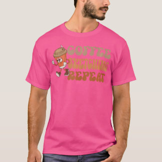 Koffie schetsen Herhaal Grappige Groovy Koffie sch T-shirt