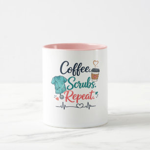 Koffie. Schoonmaakmiddelen. Herhalen. Mok