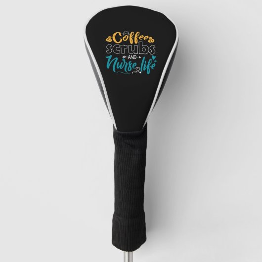Koffie scrub en verpleegkundige leven golfheadcover (Voorkant)