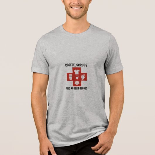 Koffie, scrubs en rubberen handschoenen Mannen Pre Tri-Blend Shirt (Voorkant)