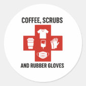 Koffie, scrubs en rubberen handschoenen Sticker (Voorkant)