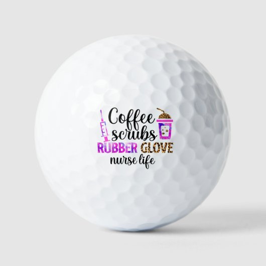 Koffie, scrubs, rubberen handschoenen - Nurse Life Golfballen (Voorkant)
