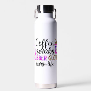 Koffie, scrubs, rubberen handschoenen - Nurse Life Waterfles
