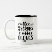 Koffie scrubs rubberen handschoenen word art monog tweekleurige koffiemok (Links)
