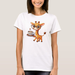 Koffie serveren giraffe t-shirt