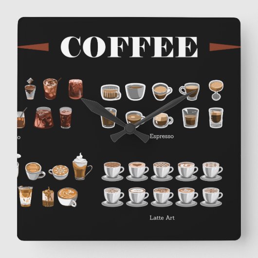 Koffie set collectie vierkante klok (Voorkant)