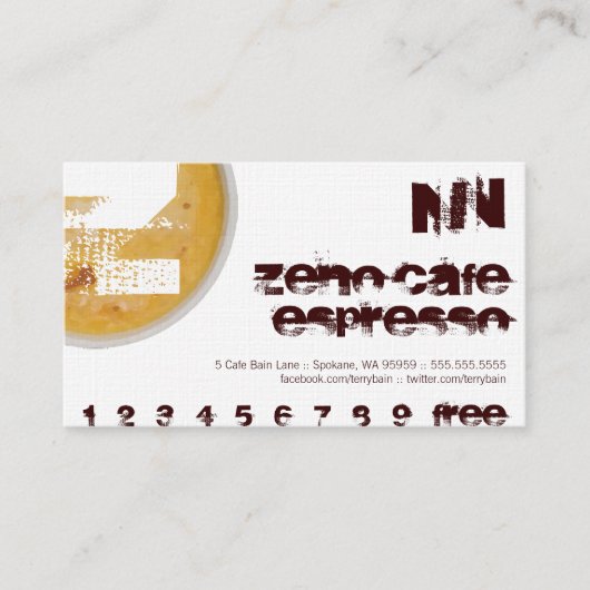 Koffie Shop Monogram Loyalty Stempelkaart (Voorkant)