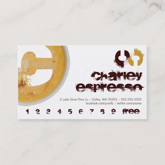 Koffie Shop Monogram Loyalty Stempelkaart (Voorkant)