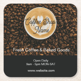 Koffie Shop Vierkant Papieren Onderzetter | Cafe D