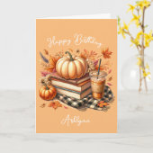 Koffie Sinaasappel Pompoen Spice en Boeken Verjaar Kaart (Gele Bloem)