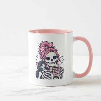 Koffie Skelet Meisje Kat  Mok