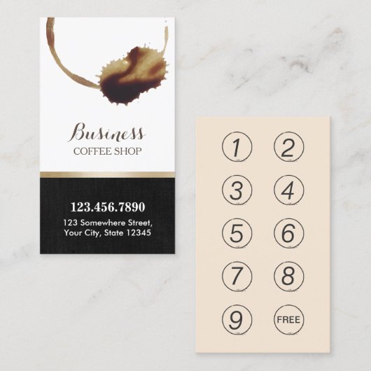 Koffie slaat Classy Coffee Shop Loyalty Punch (Voorkant / Achterkant)