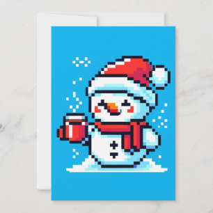 Koffie Sneeuwman - Gezellige Pixel Art Christmas D Feestdagenkaart