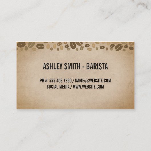 Koffie spatten in Cup Logo Visitekaartje (Achterkant)