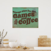 Koffie Spelletjes Leuke Tijd Retro Stijl Kunst Poster (Keuken)
