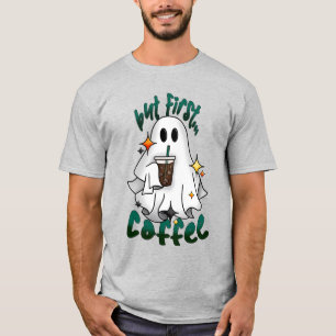 Koffie spook - maar eerst... Koffie - Heather Grey T-shirt
