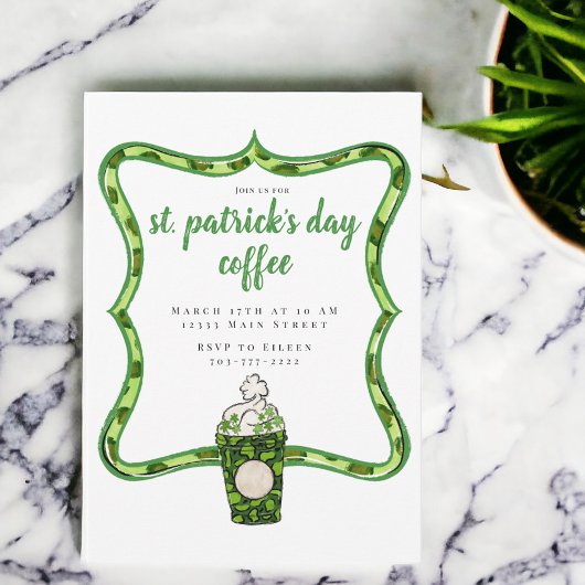 Koffie St Patrick's Day Party Kaart