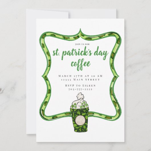 Koffie St Patrick's Day Party Kaart (Voorkant)
