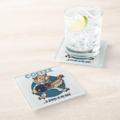 Koffie staat altijd op mijn hoofd gitaar uil Carto Glazen Onderzetter (Schuin)