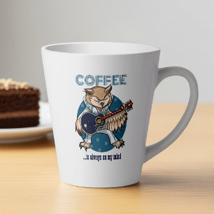 Koffie staat altijd op mijn hoofd gitaar uil Carto Latte Mok