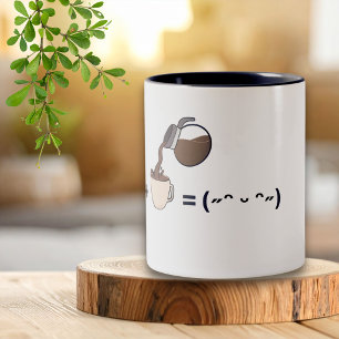 Koffie Staat Gelijk Aan Gelukkige Stemming Minimal Tweekleurige Koffiemok