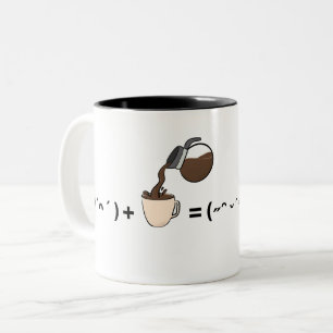 Koffie Staat Gelijk Aan Gelukkige Stemming Minimal Tweekleurige Koffiemok