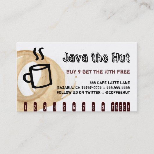 Koffie Stain Logo Drink Punch Card Klantenkaartje (Voorkant)