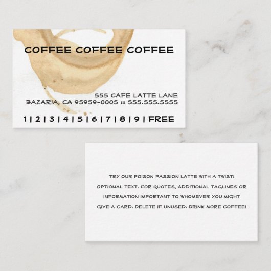 Koffie Stain Loyalty Punch Card (Voorkant / Achterkant)