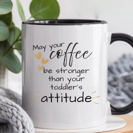 Koffie Sterker Dan Je Peuters Ouders Grappig Tweekleurige Koffiemok