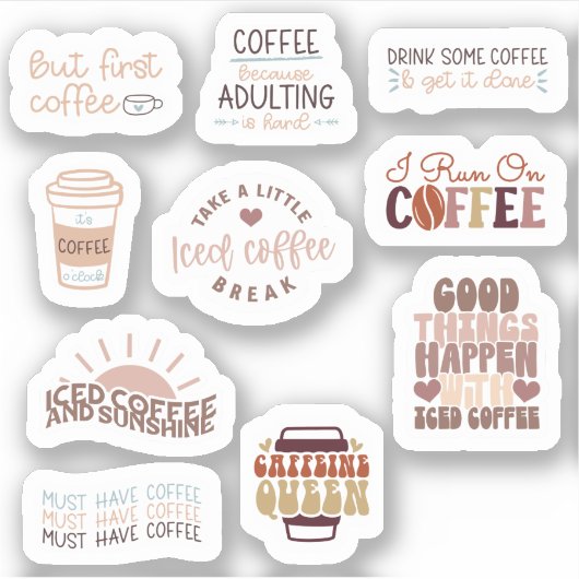 Koffie Sticker Set (Voorkant)