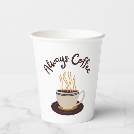 Koffie Streaming altijd warm met witte achtergrond Papieren Bekers (Achterkant)