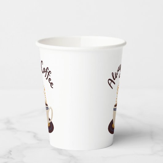 Koffie Streaming altijd warm met witte achtergrond Papieren Bekers (Links)
