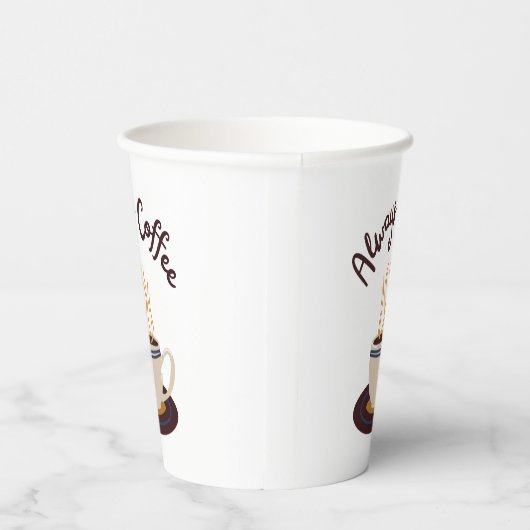 Koffie Streaming altijd warm met witte achtergrond Papieren Bekers (Rechts)