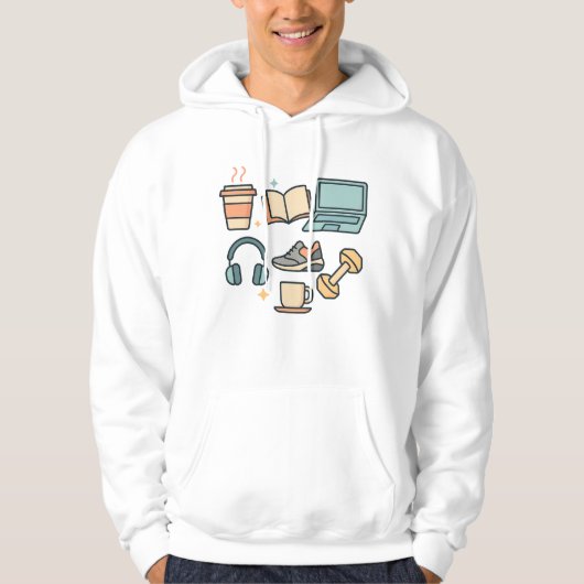Koffie, studie, fitness en werk - Minimale levenss Hoodie (Voorkant)