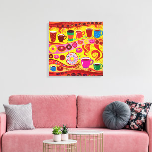Koffie Swirl en Suiker Rush Canvas Afdruk