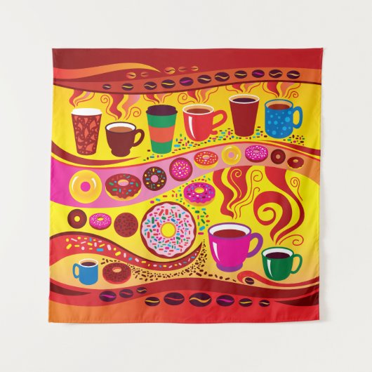 Koffie Swirl en Suiker Rush Wandkleed (Voorkant)