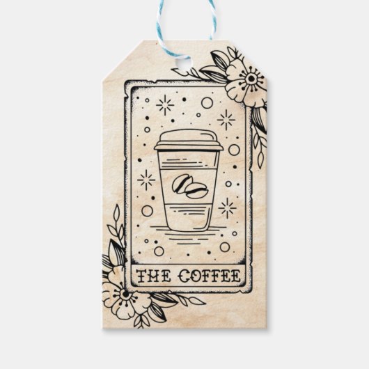 Koffie Tarot Kaart Cadeaulabel (Voorkant)