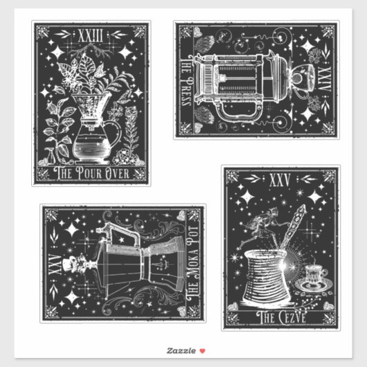 Koffie Tarot Kaarten Sticker (Vel)
