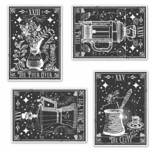 Koffie Tarot Kaarten Sticker (Voorkant)