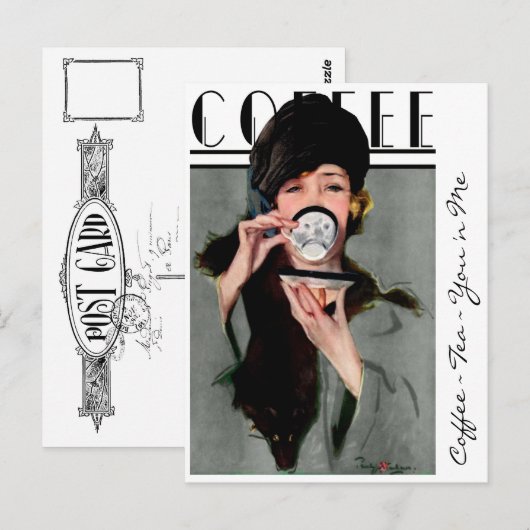 "KOFFIE TEA JE'N ME  MEISJE BRIEFKAART (Voorkant / Achterkant)