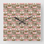 KOFFIE TEA PATROON, acrylwandklok Vierkante Klok (Voorkant)