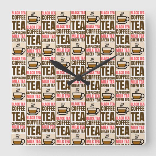 KOFFIE TEA PATROON, acrylwandklok Vierkante Klok (Voorkant)