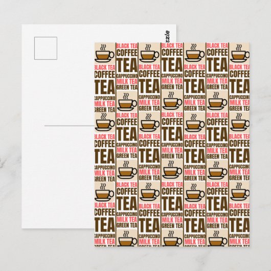 KOFFIE TEA PATTERN, Briefkaart (Voorkant / Achterkant)