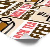 KOFFIE TEA PATTERN, Glanzend Poster (Hoek)