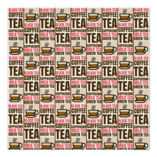 KOFFIE TEA PATTERN, Glanzend Poster