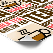 KOFFIE TEA PATTERN, Glanzend Poster (Hoek)